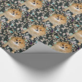 Verpakkingspapier | Zwarte pommerse bloem Cadeaupapier (Hoek)