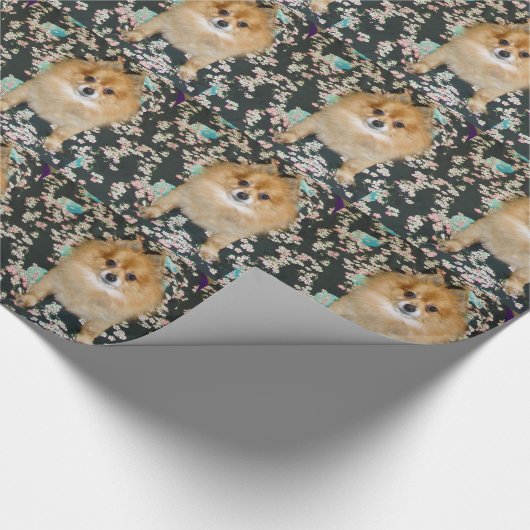 Verpakkingspapier | Zwarte pommerse bloem Cadeaupapier (Hoek)