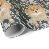 Verpakkingspapier | Zwarte pommerse bloem Cadeaupapier (Rol Hoek)