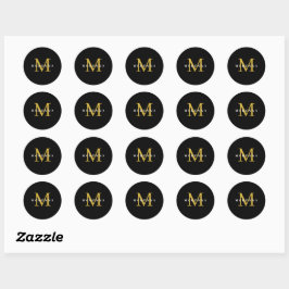 Verpakkingssticker Aangepast Monogram Zwart Goud R Ronde Sticker