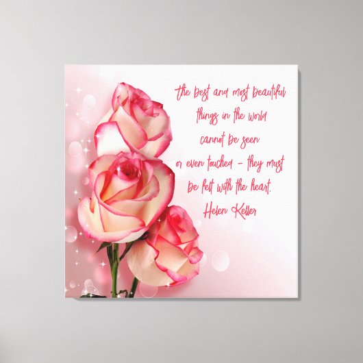 Verpakt Canvas Art Roze Roses Helen Keller Gezegde (Voorkant)