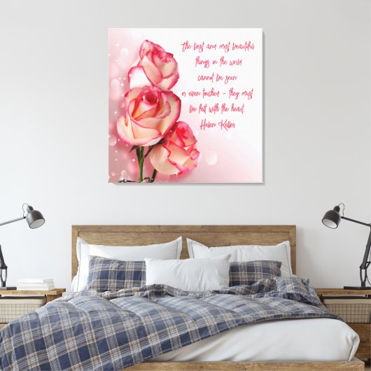 Verpakt Canvas Art Roze Roses Helen Keller Gezegde (Insitu (Slaapkamer))