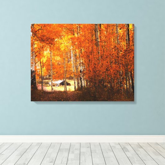 Verpakt Canvas Fine Art Cabin Aspen Herfst Kleuren (Insitu (Houten vloer))