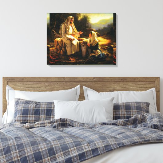 Verpakt Canvas Jezus en Samaritaanse vrouw (Insitu (Slaapkamer))