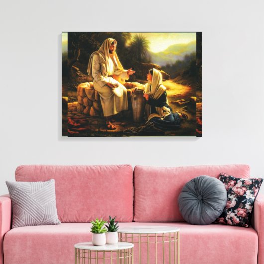 Verpakt Canvas Jezus en Samaritaanse vrouw (Insitu (Woonkamer))