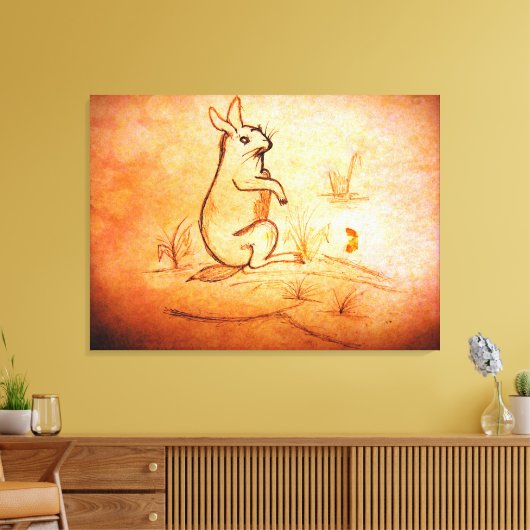 Verpakt Canvas: konijn in woestijn voor dierenvrie Canvas Afdruk (Insitu (Woonkamer))