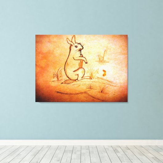 Verpakt Canvas: konijn in woestijn voor dierenvrie Canvas Afdruk (Insitu (Houten vloer))