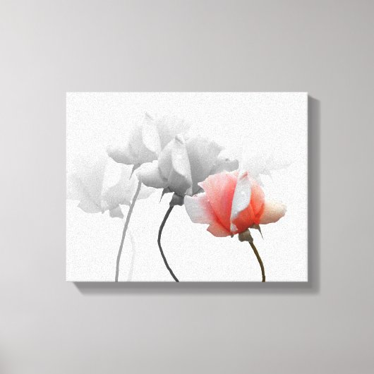 Verpakt canvas met zwarte en witte rozen, één roze (Voorkant)