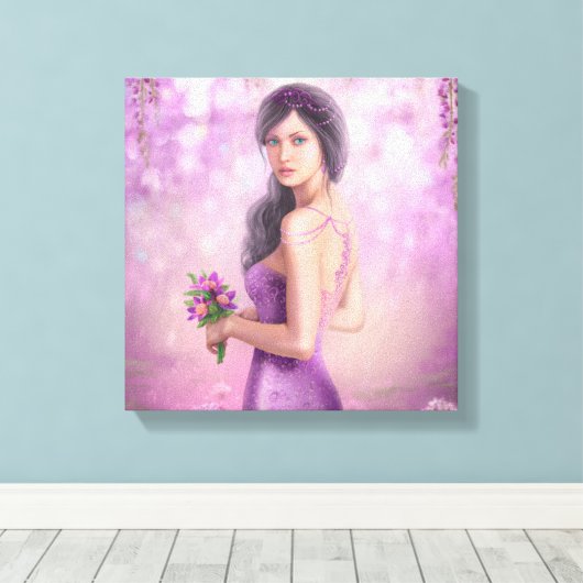 Verpakt Canvas - mooie Fantasy vrouw (Insitu (Houten vloer))