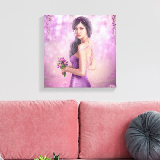 Verpakt Canvas - mooie Fantasy vrouw (Insitu (Woonkamer))