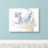Verpakt Canvas "Waterverf Sketch/Dog London" (Insitu (Houten vloer))