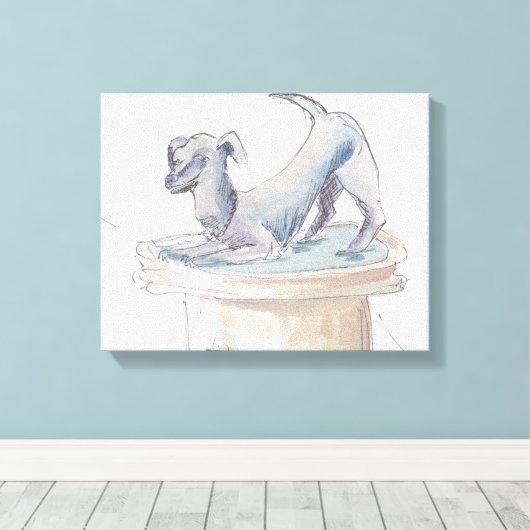 Verpakt Canvas "Waterverf Sketch/Dog London" (Insitu (Houten vloer))