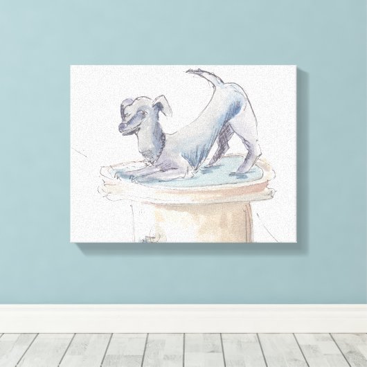 Verpakt Canvas "Waterverf Sketch/Dog London" (Insitu (Houten vloer))