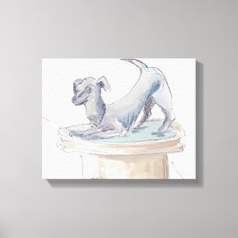 Verpakt Canvas "Waterverf Sketch/Dog London" Afdruk