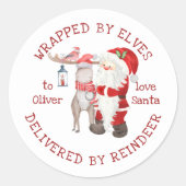 Verpakt door Elves Geleverd door rendierlijk Kind Ronde Sticker (Voorkant)