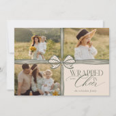 Verpakt in Cheer Elegant Bow Cadeau Fotocollage Feestdagenkaart (Voorkant)