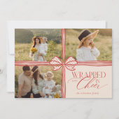 Verpakt in Cheer Elegant Bow Cadeau Fotocollage Feestdagenkaart (Voorkant)