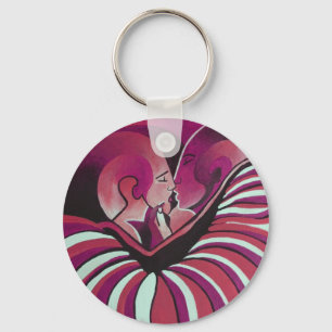 verpakt in een magenta mandje liefde sleutelhanger