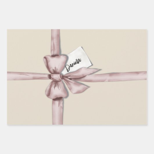 Verpakt in een roze strik inpakpapier vel (Voorkant 3)