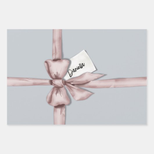 Verpakt in een roze strik inpakpapier vel (Voorkant 2)