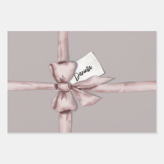 Verpakt in een roze strik inpakpapier vel (Voorkant)