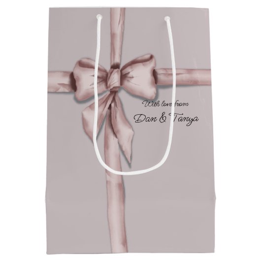 Verpakt in een roze strik medium cadeauzakje (Achterkant)