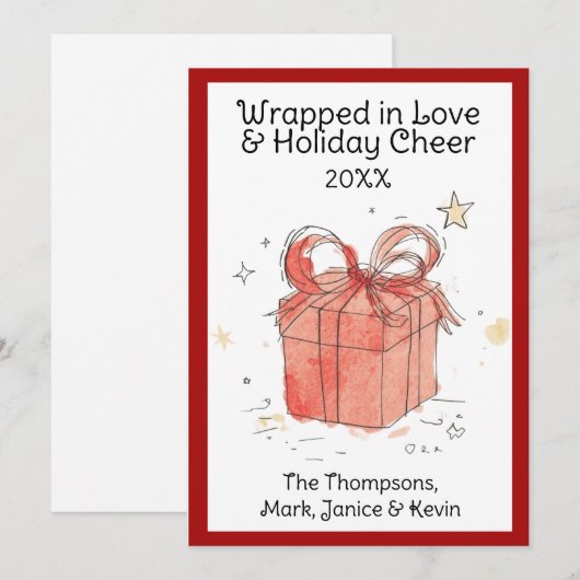Verpakt in Liefde en Cheer Flat Holiday Kaart (Voorkant / Achterkant)