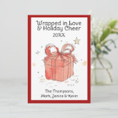 Verpakt in Liefde en Cheer Flat Holiday Kaart (Staand voorkant)
