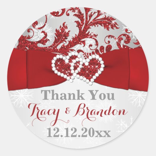 Verpakt in Liefde Verbonden Harten Bruiloft Sticke Ronde Sticker (Voorkant)