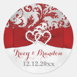 Verpakt in Liefde Verbonden Harten Bruiloft Sticke Ronde Sticker