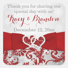 Verpakt in Liefde Verbonden Harten Bruiloft Sticke Vierkante Sticker