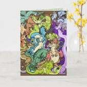 Verpakt in Party Dragons Verjaardag Kaart (Gele Bloem)
