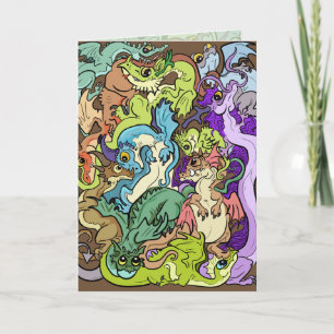 Verpakt in Party Dragons Verjaardag Kaart
