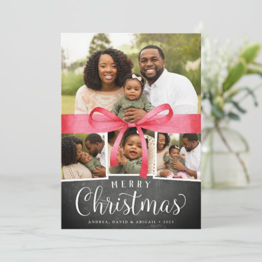 Verpakt in rood | Holiday Foto Collage Kaart (Staand voorkant)
