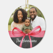 Verpakt in rood | Kerstfeest met foto's Keramisch Ornament (Links)