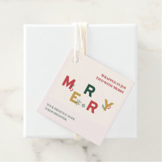 Verpakt in vreugde, vastgemaakt met vrolijk kerstf bedankjes labels