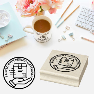 VERPAKT MET HERGEBRUIKTE MATERIALEN Milieuvriendel Rubberstempel