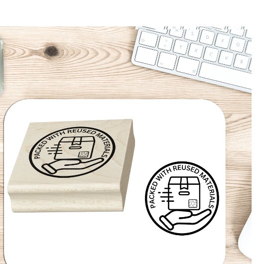 VERPAKT MET HERGEBRUIKTE MATERIALEN Milieuvriendel Rubberstempel