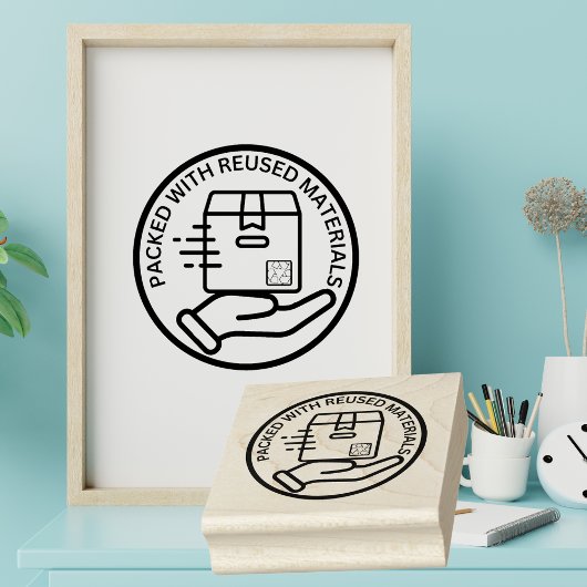 VERPAKT MET HERGEBRUIKTE MATERIALEN Milieuvriendel Rubberstempel