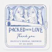 Verpakt met liefde ingeblikte sardines Vrijgezelle Vierkante Sticker (Voorkant)