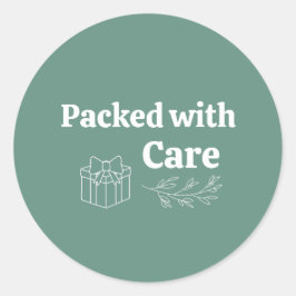 Verpakt met zorg Zacht saliegroen Minimalistische  Ronde Sticker
