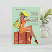 Verpakt mijn tas gaan weg Ebony Party uitnodiging (Staand voorkant)