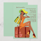 Verpakt mijn tas gaan weg Ebony Party uitnodiging (Voorkant / Achterkant)