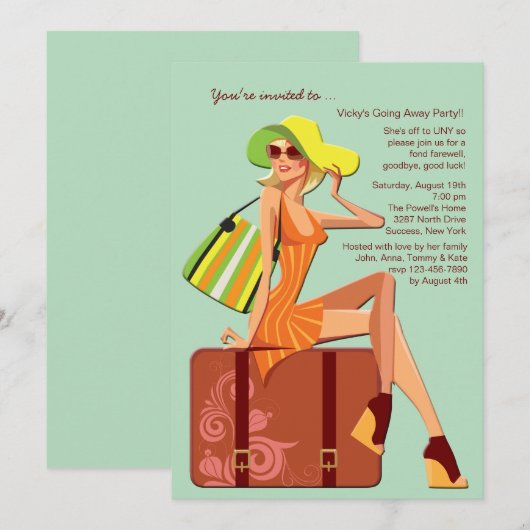 Verpakt mijn tas weggaan feestuitnodiging kaart (Voorkant / Achterkant)