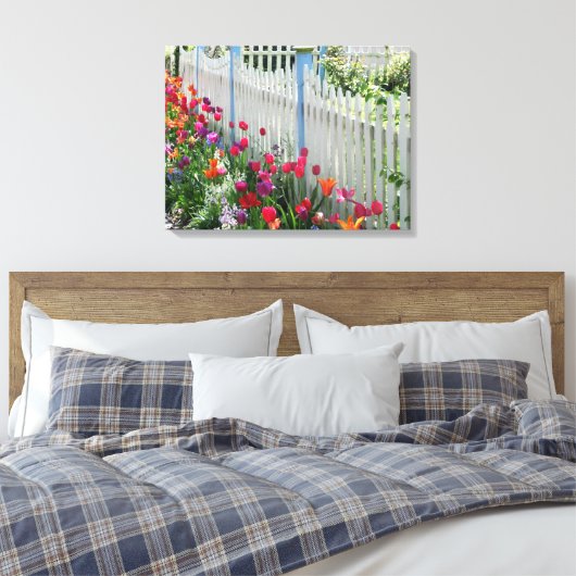 verpakte canvas tulpen tuin wit piket hek (Insitu (Slaapkamer))