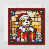 Verpakte Christmas Puppy Faux Glas in lood (Voorkant)