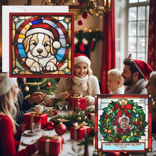 Verpakte Christmas Puppy Faux Glas in lood