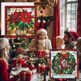 Verpakte Christmas Puppy Faux Glas in lood