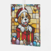 Verpakte Christmas Puppy Faux Glas in lood Glas Ornament (Voorkant links)