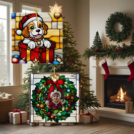 Verpakte Christmas Puppy Faux Glas in lood Keramisch Ornament